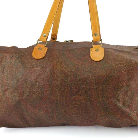ETRO Boston bag Paisley system beige PVC ~ leather Authentic used - Picture 2 of 8